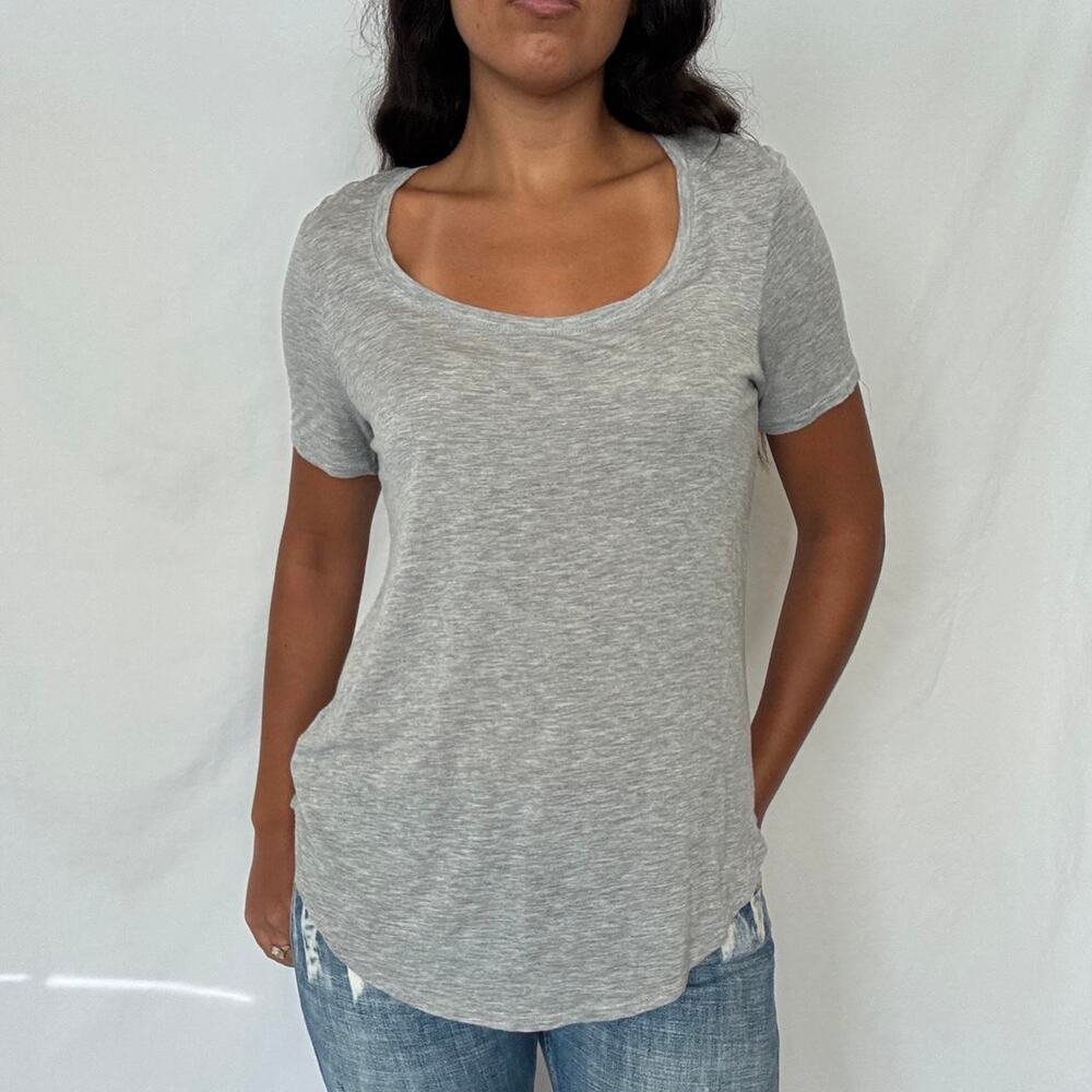 ATM Anthony Thomas Melillo Heather Gray Slub Thin Semi Sheer Tshirt Large